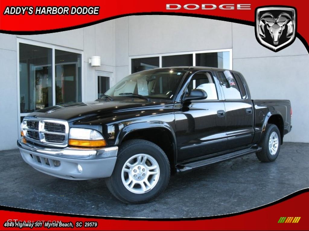 2003 Dakota SLT Quad Cab - Black / Dark Slate Gray photo #1