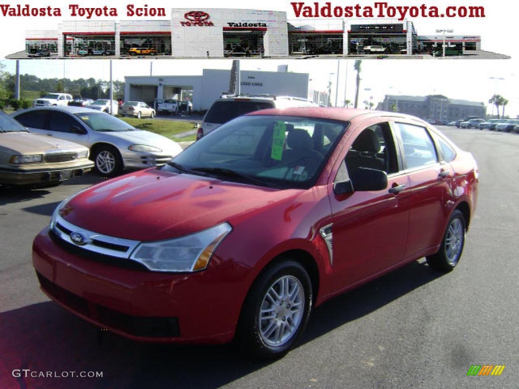 2008 Focus SE Sedan - Vermillion Red / Medium Stone photo #1