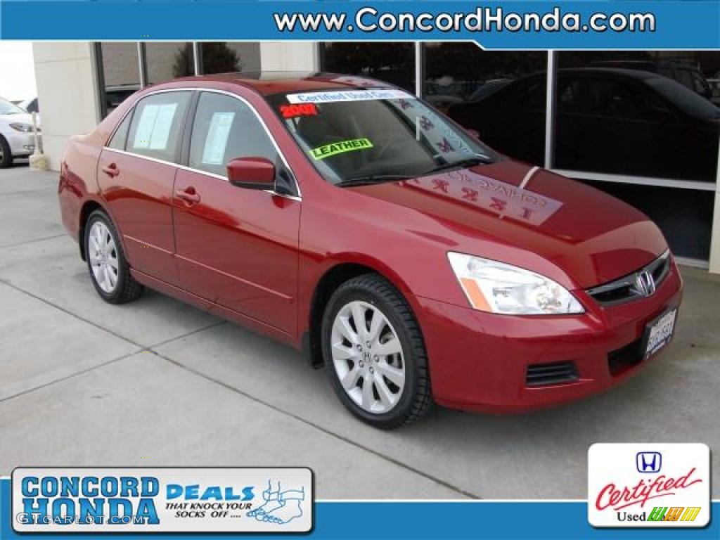 2007 Accord EX-L V6 Sedan - Moroccan Red Pearl / Gray photo #1