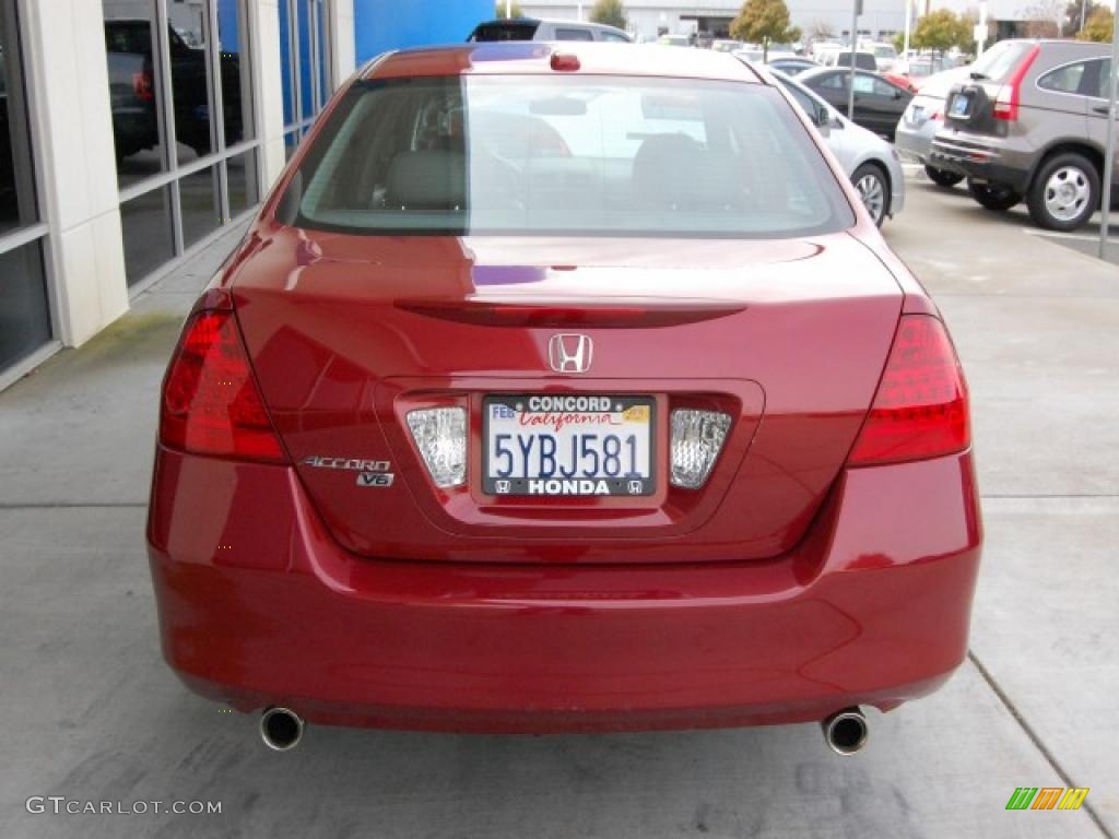 2007 Accord EX-L V6 Sedan - Moroccan Red Pearl / Gray photo #4