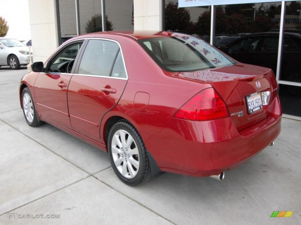 2007 Accord EX-L V6 Sedan - Moroccan Red Pearl / Gray photo #5