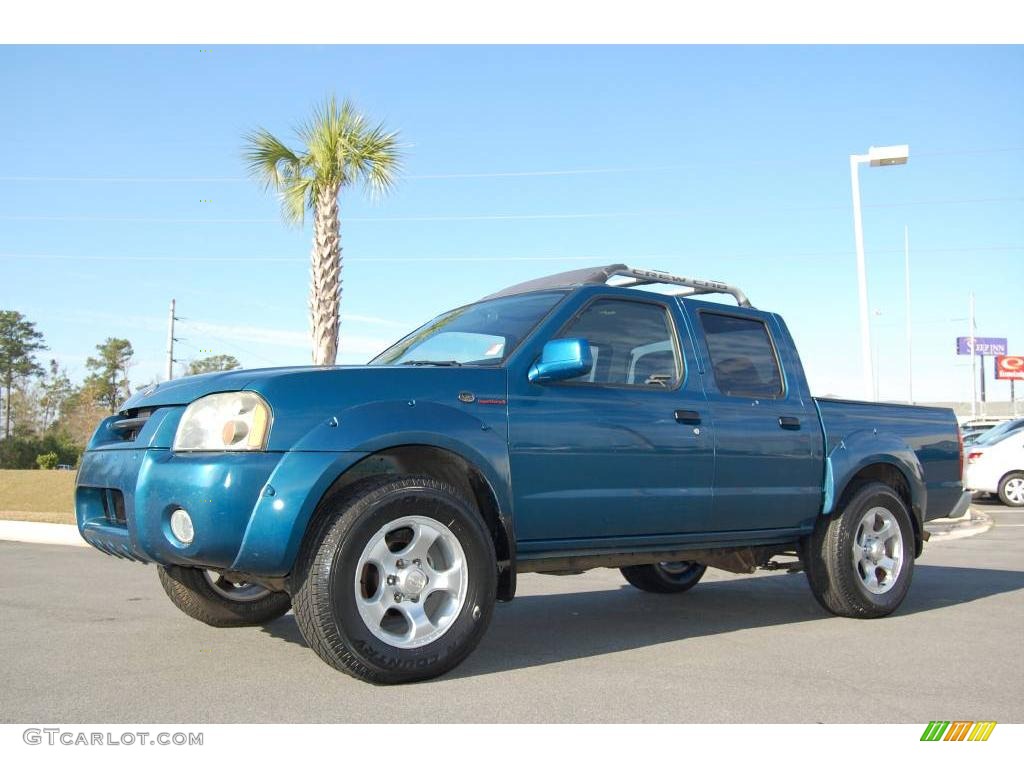 2001 Frontier SC V6 Crew Cab - Electric Blue Metallic / Gray photo #1