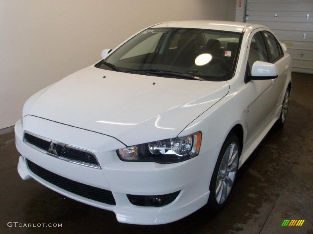 2010 Lancer GTS - Wicked White Metallic / Black photo #1