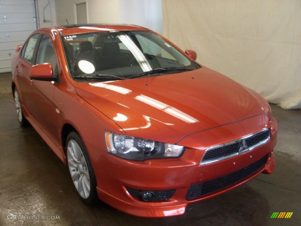 2010 Lancer GTS - Rotor Glow Orange Metallic / Black photo #9