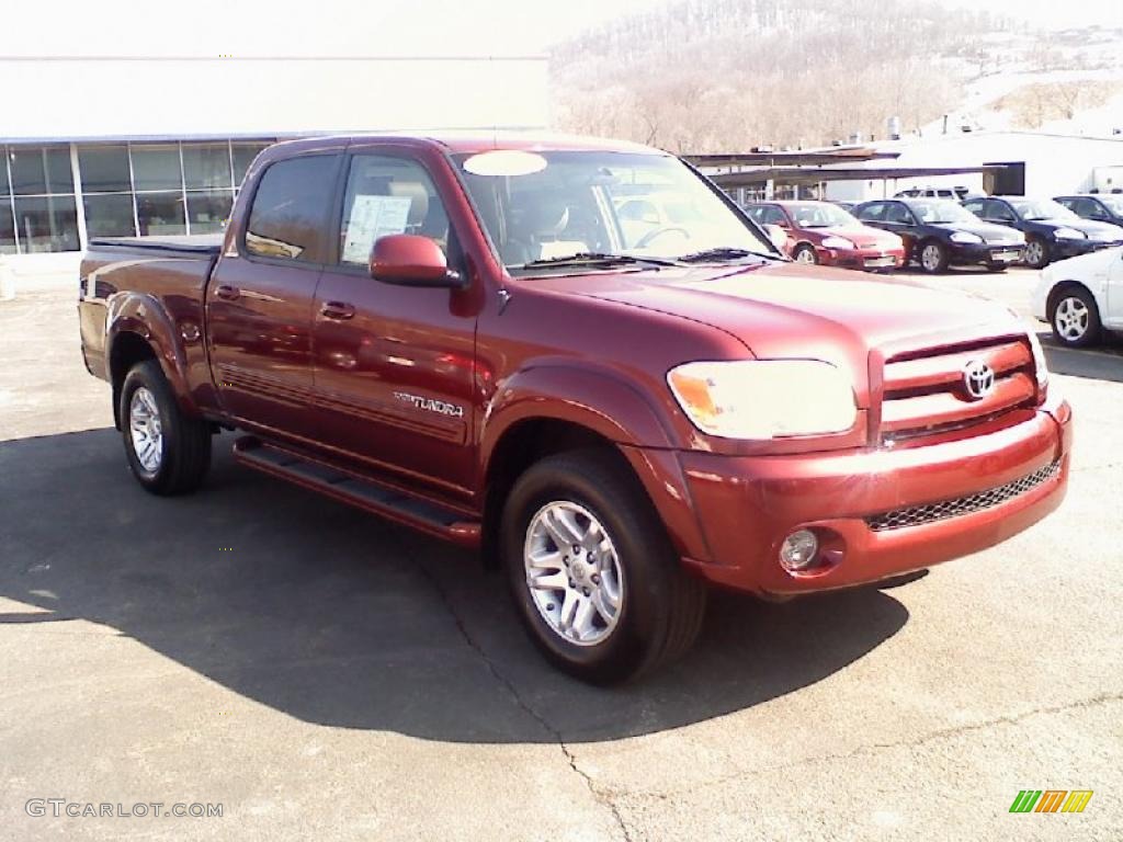 2005 Tundra Limited Double Cab 4x4 - Salsa Red Pearl / Taupe photo #2