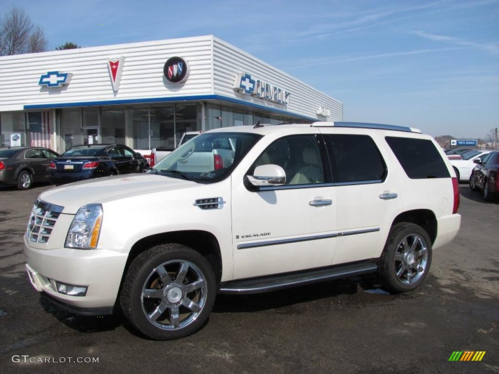 2007 Escalade AWD - White Diamond / Cocoa/Light Cashmere photo #1