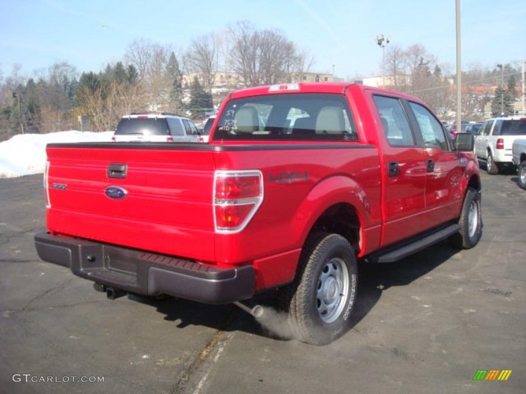 2010 F150 XL SuperCrew 4x4 - Vermillion Red / Medium Stone photo #3