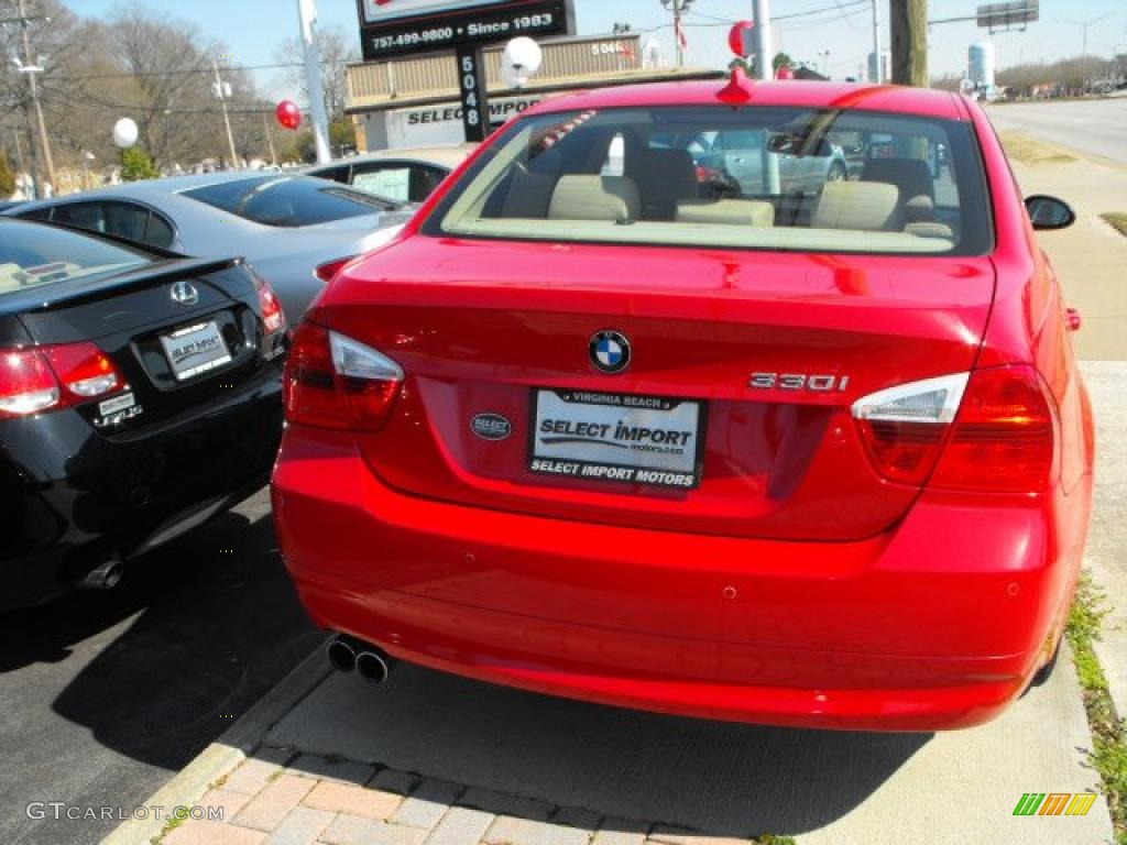 2006 3 Series 330i Sedan - Electric Red / Beige photo #5