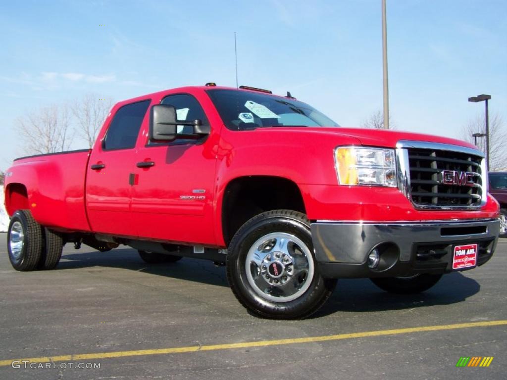 2010 Sierra 3500HD SLE Crew Cab 4x4 Dually - Fire Red / Ebony photo #1