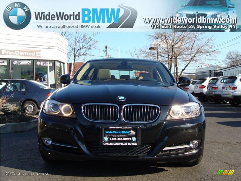 2009 3 Series 335xi Sedan - Jet Black / Beige photo #2