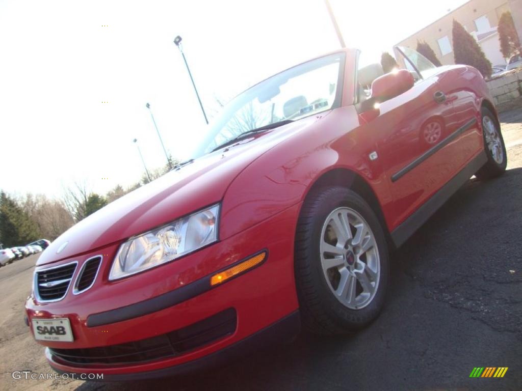 2005 9-3 Linear Convertible - Laser Red / Parchment photo #1