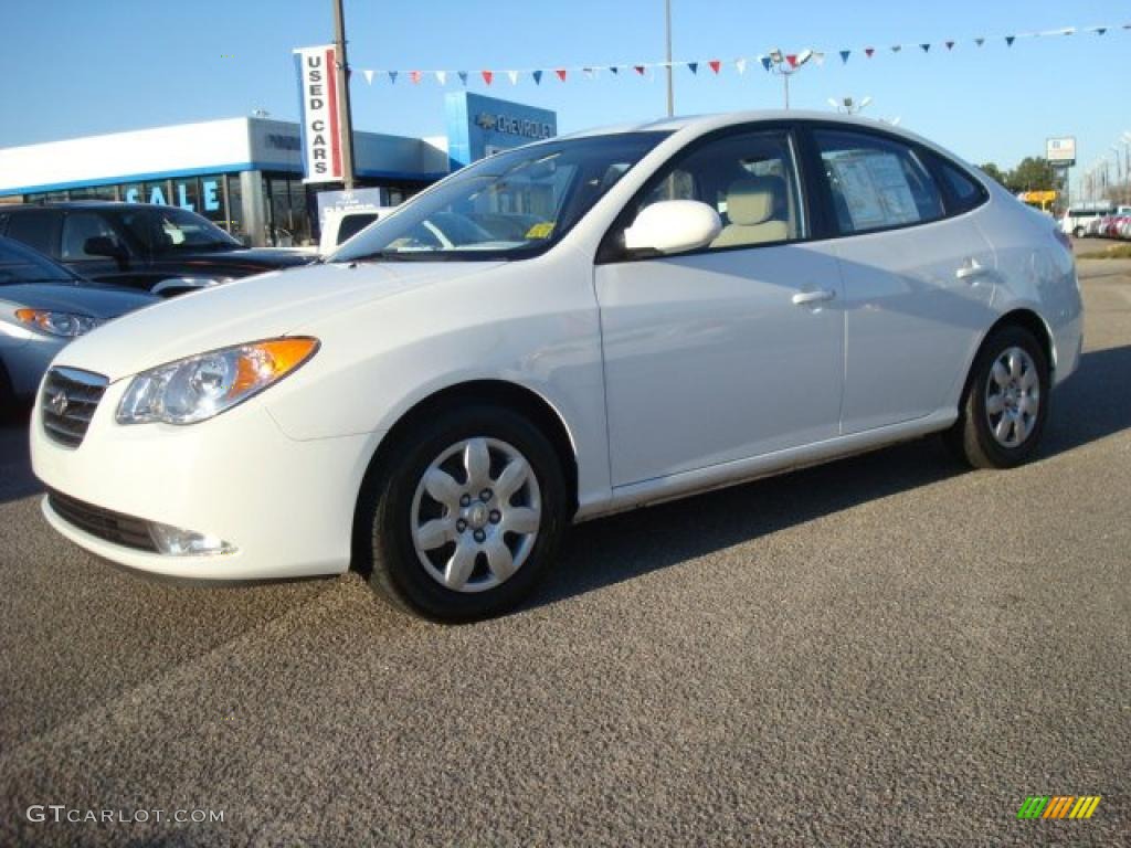 2008 Elantra GLS Sedan - Captiva White / Beige photo #2