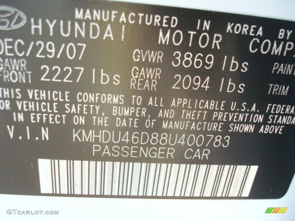 2008 Elantra GLS Sedan - Captiva White / Beige photo #22