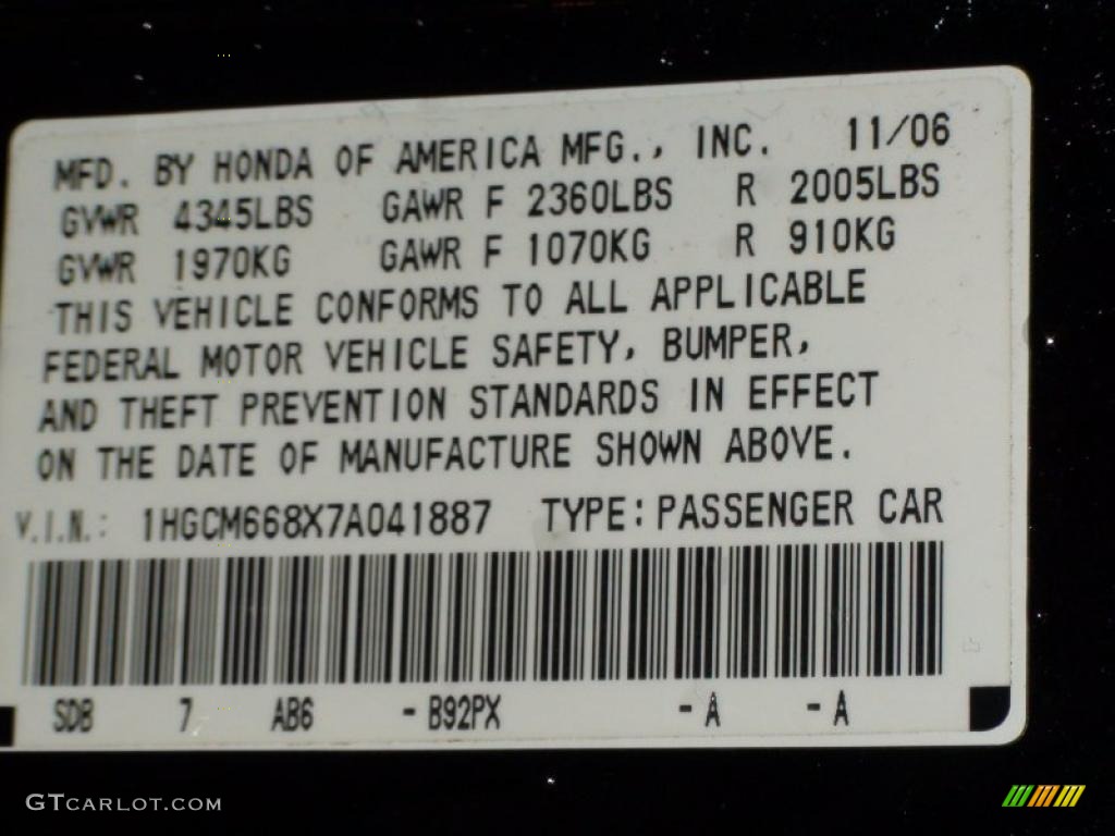 2007 Accord EX-L V6 Sedan - Nighthawk Black Pearl / Black photo #43