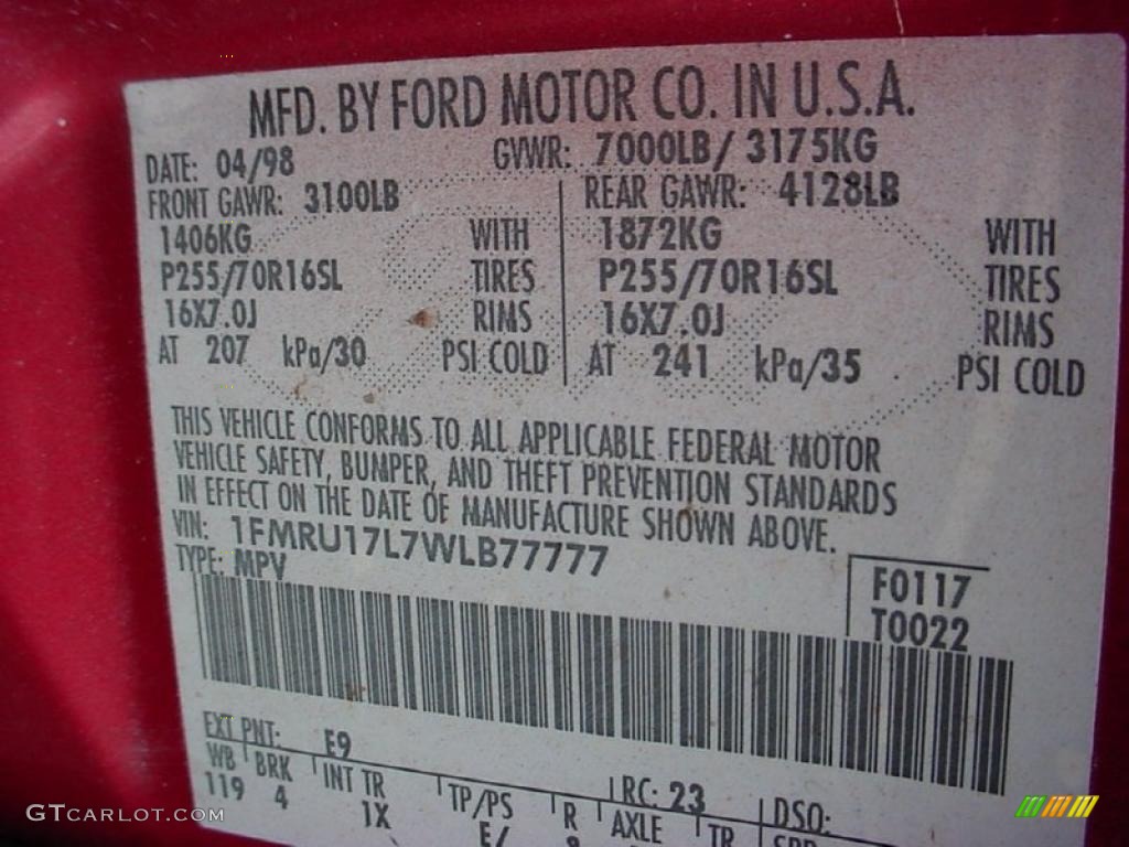 1998 Expedition Eddie Bauer - Laser Red / Medium Prairie Tan photo #19