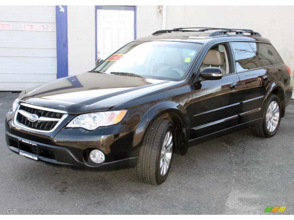 2008 Outback 3.0R L.L.Bean Edition Wagon - Obsidian Black Pearl / Warm Ivory photo #1