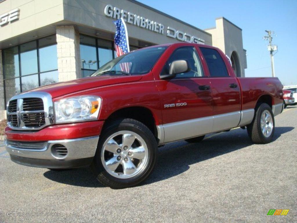 2007 Ram 1500 SLT Quad Cab - Inferno Red Crystal Pearl / Medium Slate Gray photo #2