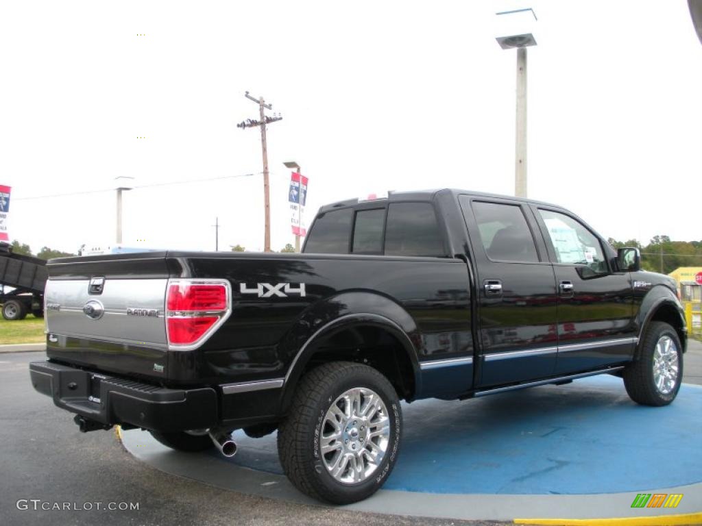 2010 F150 Platinum SuperCrew 4x4 - Tuxedo Black / Medium Stone Leather/Sienna Brown photo #3