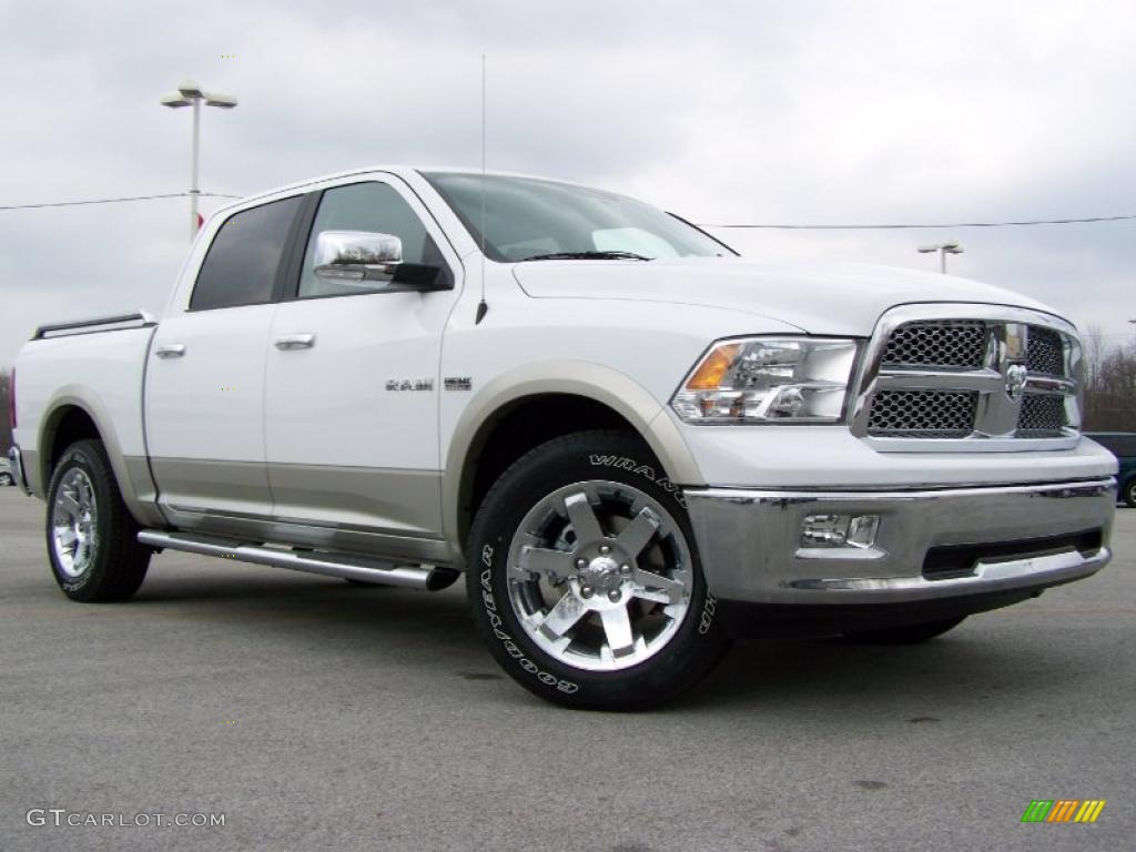 2010 Ram 1500 Laramie Crew Cab 4x4 - Stone White / Light Pebble Beige/Bark Brown photo #1