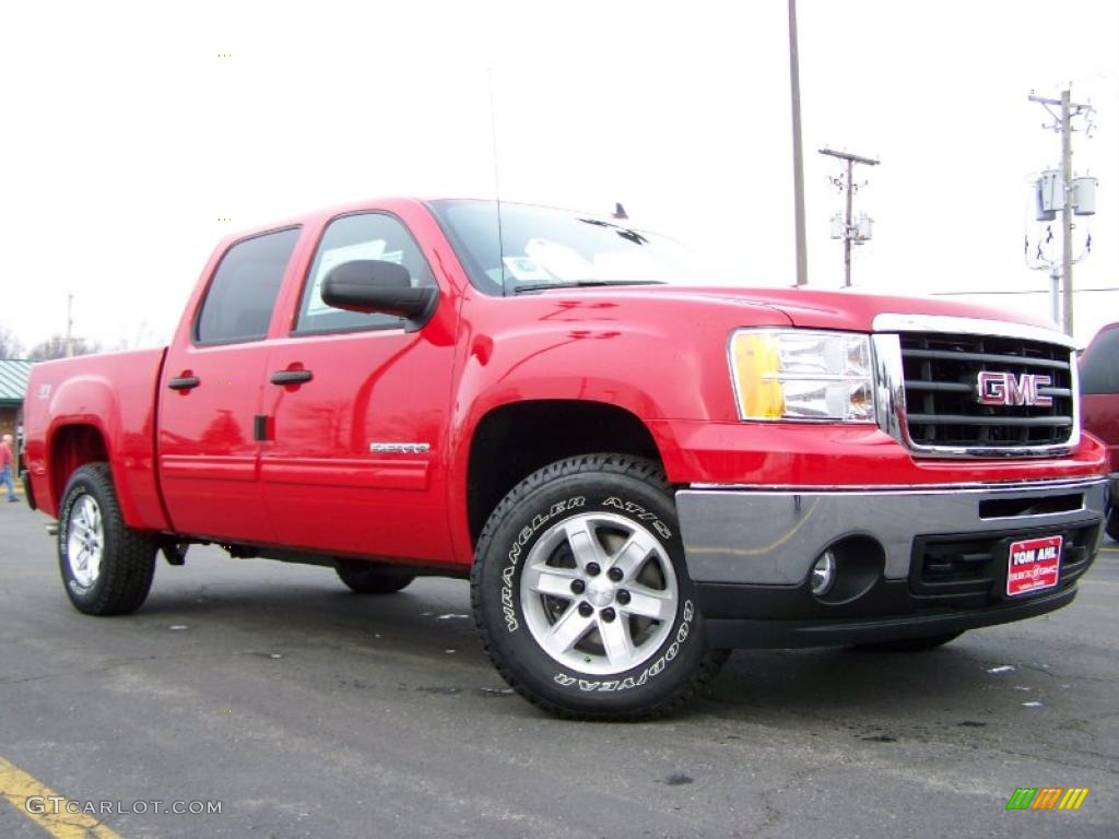 2010 Sierra 1500 SLE Crew Cab 4x4 - Fire Red / Ebony photo #1