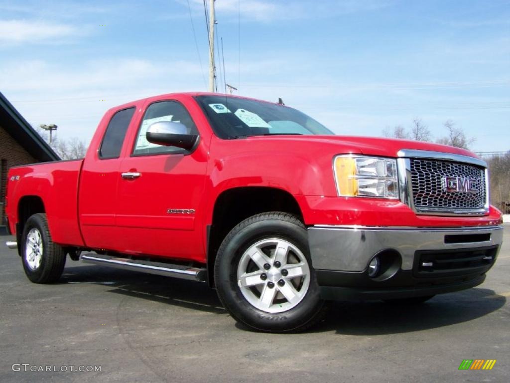 2010 Sierra 1500 SLE Extended Cab 4x4 - Fire Red / Light Titanium/Ebony photo #1