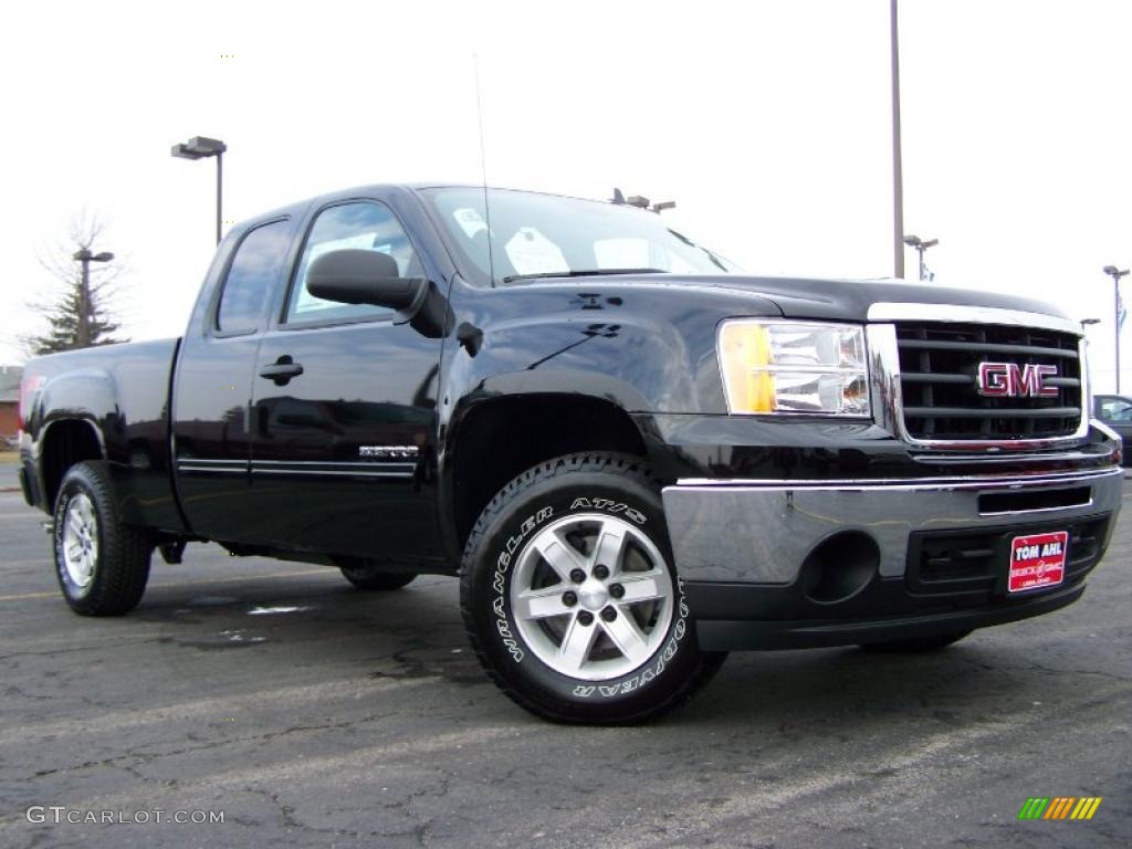 2010 Sierra 1500 SLE Extended Cab 4x4 - Onyx Black / Ebony photo #1