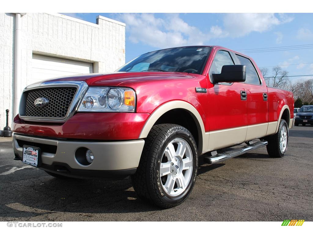 2007 F150 Lariat SuperCrew 4x4 - Redfire Metallic / Tan photo #1