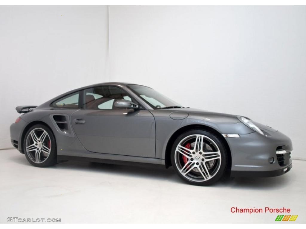 2008 911 Turbo Coupe - Meteor Grey Metallic / Black photo #2