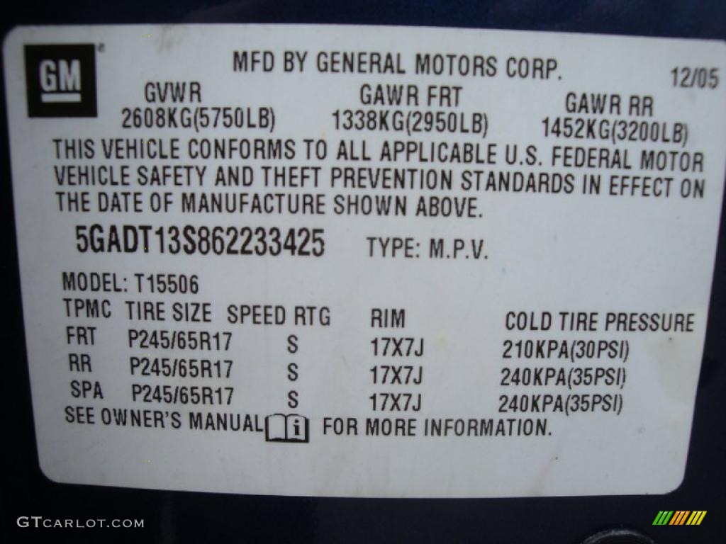 2006 Rainier CXL AWD - Deep Sapphire Blue Metallic / Cashmere photo #14