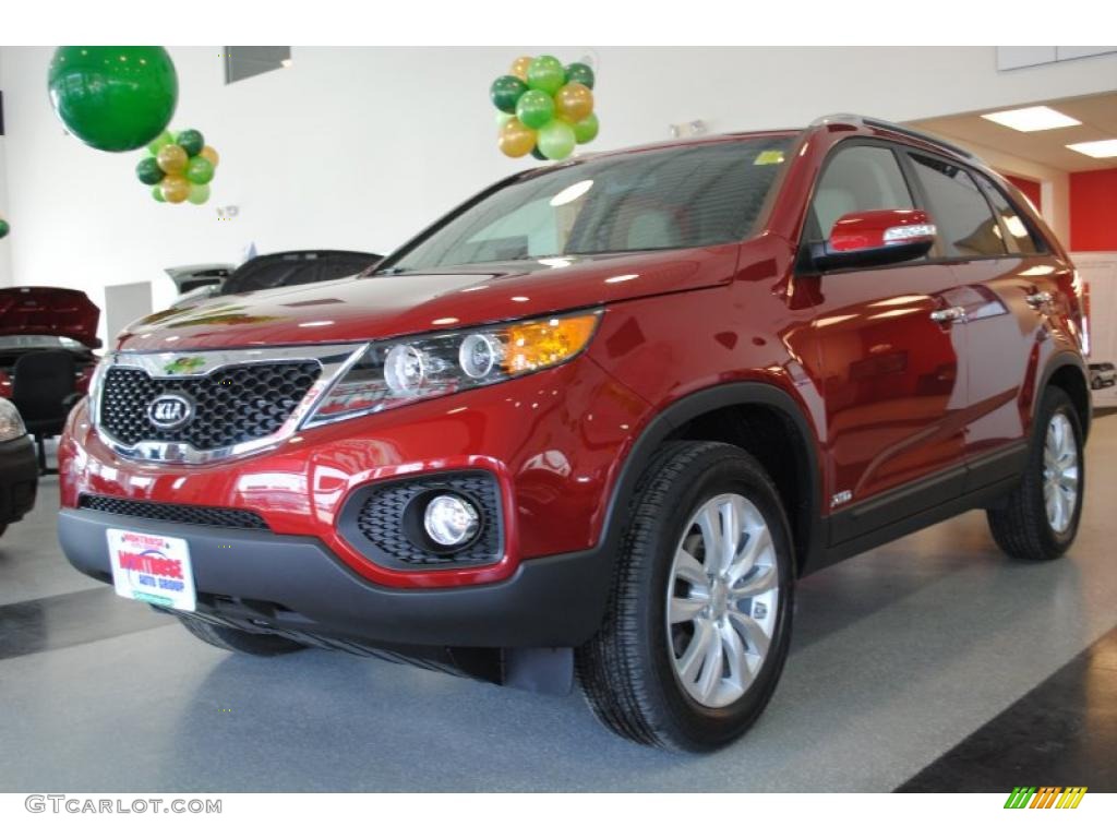 2011 Sorento EX AWD - Spicy Red / Beige photo #2