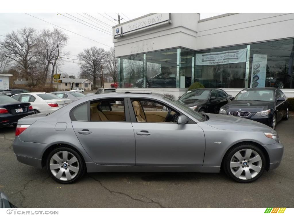 2007 5 Series 530xi Sedan - Silver Grey Metallic / Beige photo #1