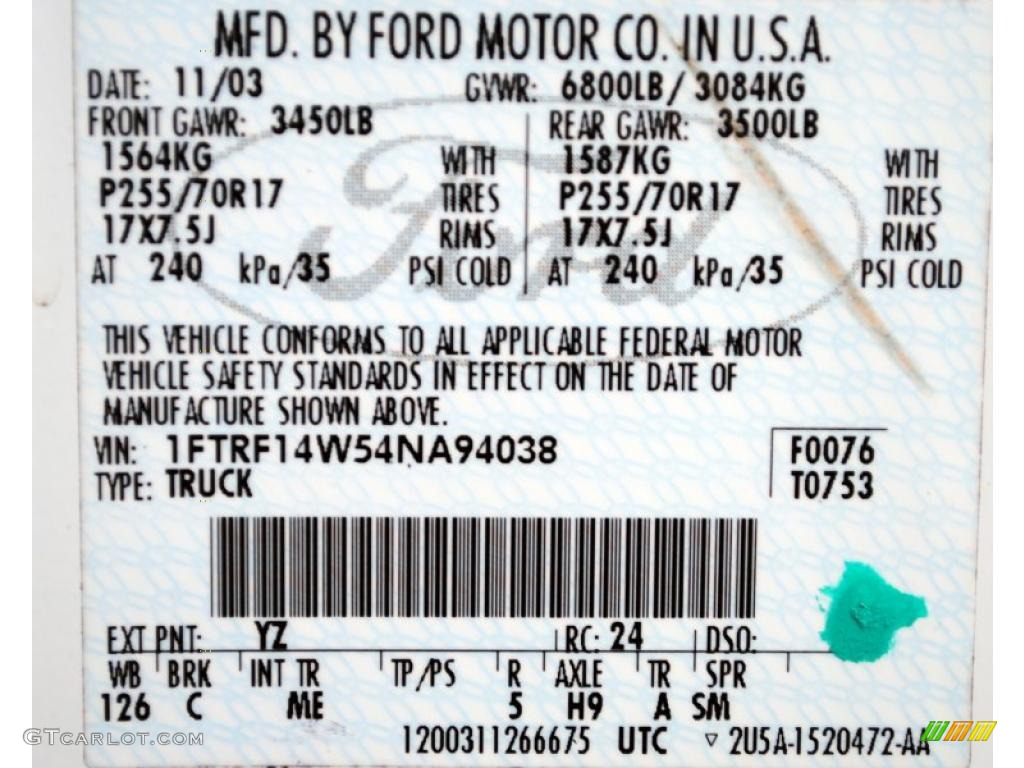 2004 F150 XLT Regular Cab 4x4 - Oxford White / Dark Flint photo #68