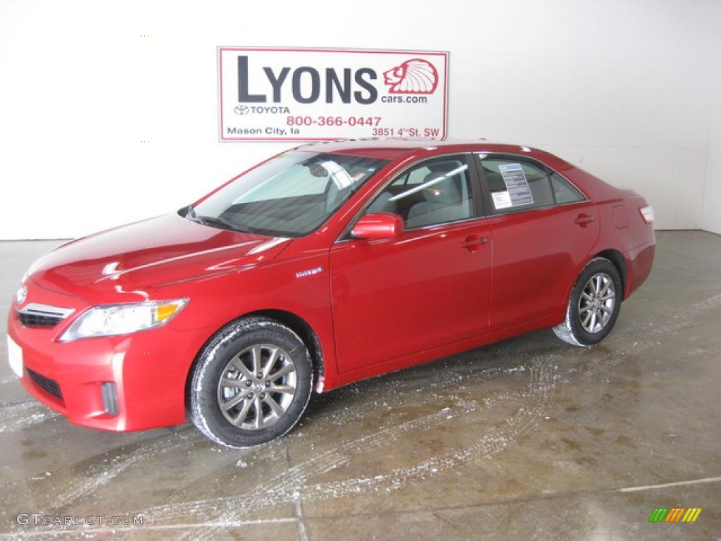 2010 Camry Hybrid - Barcelona Red Metallic / Ash Gray photo #1