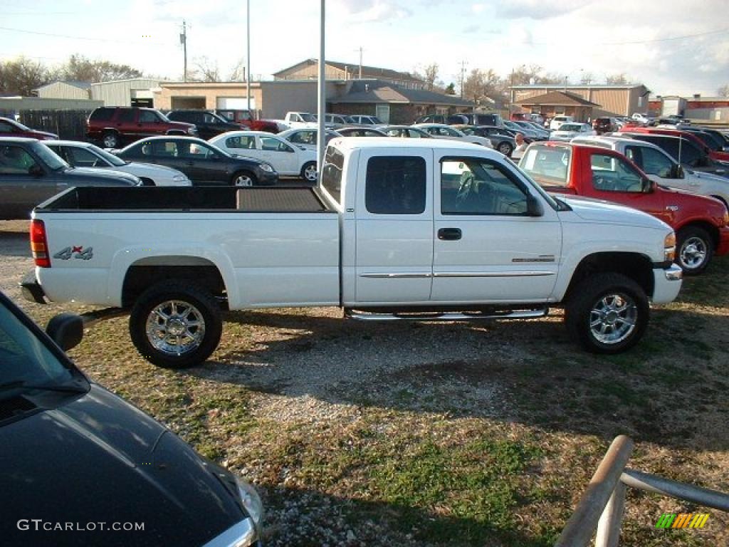 2003 Sierra 2500HD SLE Extended Cab 4x4 - Summit White / Dark Pewter photo #3