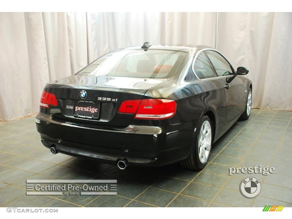 2008 3 Series 335xi Coupe - Black Sapphire Metallic / Coral Red/Black photo #2