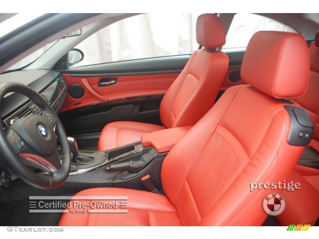 2008 3 Series 335xi Coupe - Black Sapphire Metallic / Coral Red/Black photo #9