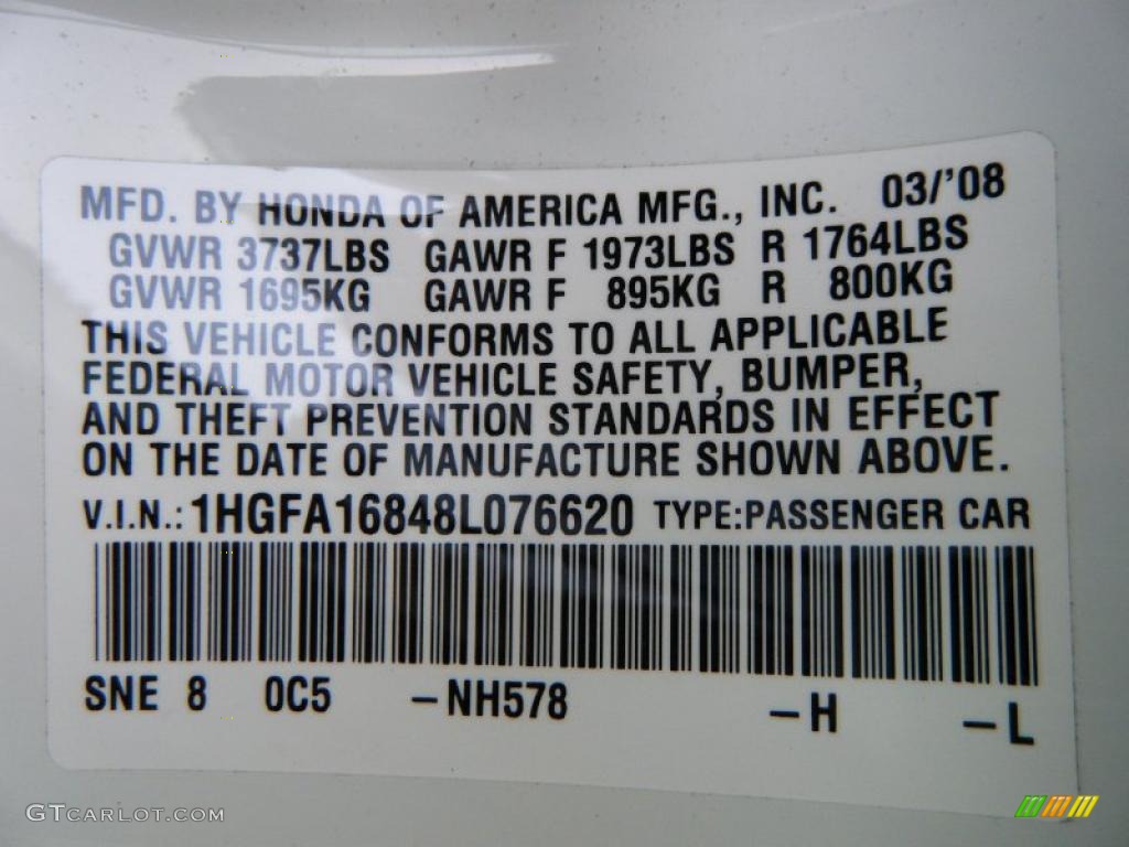 2008 Civic EX Sedan - Taffeta White / Ivory photo #23