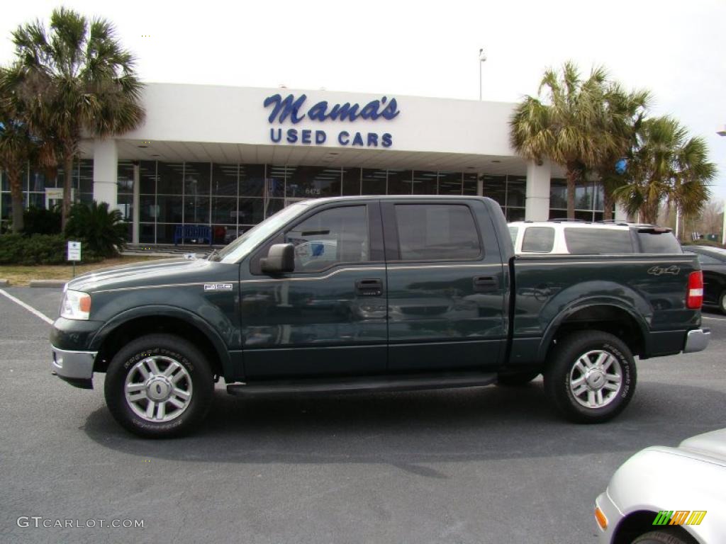 2004 F150 Lariat SuperCrew 4x4 - Aspen Green Metallic / Tan photo #1