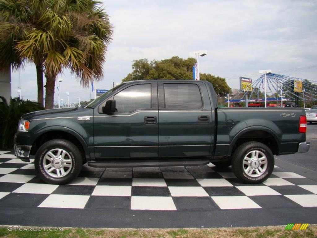 2004 F150 Lariat SuperCrew 4x4 - Aspen Green Metallic / Tan photo #2