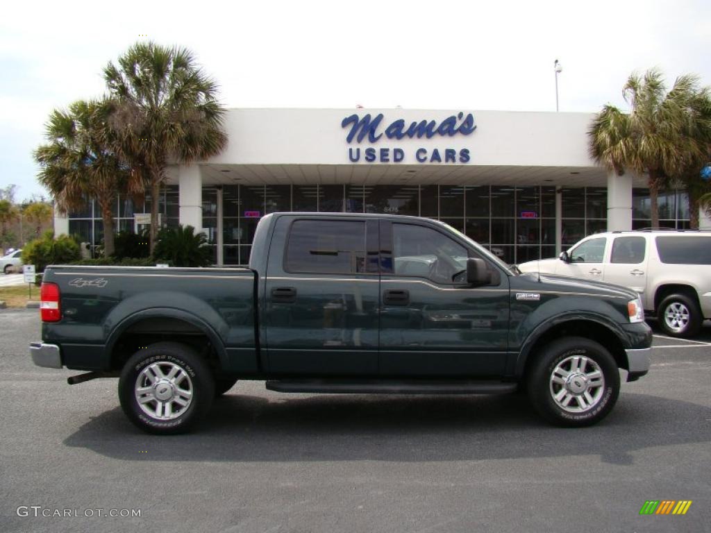 2004 F150 Lariat SuperCrew 4x4 - Aspen Green Metallic / Tan photo #42
