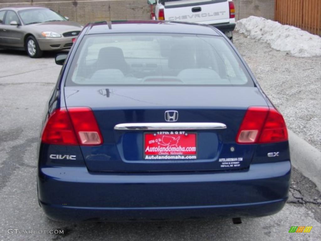 2002 Civic EX Sedan - Eternal Blue Pearl / Gray photo #8
