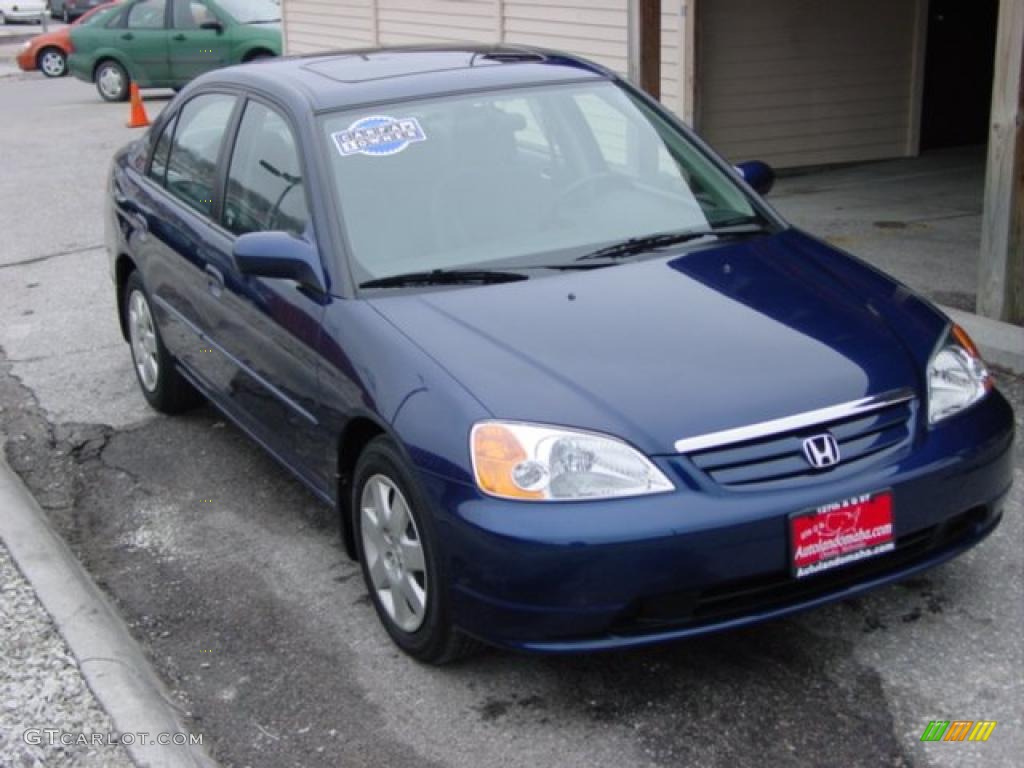 2002 Civic EX Sedan - Eternal Blue Pearl / Gray photo #10
