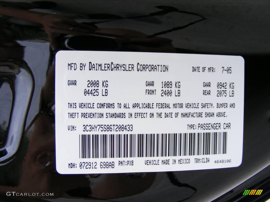 2006 PT Cruiser Color Code PX8 for Brilliant Black Crystal Pearl Photo #2708366