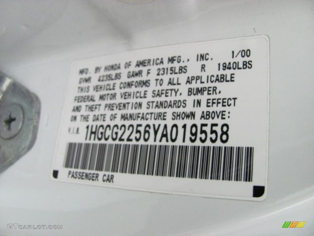2000 Accord EX V6 Coupe - Taffeta White / Ivory photo #14