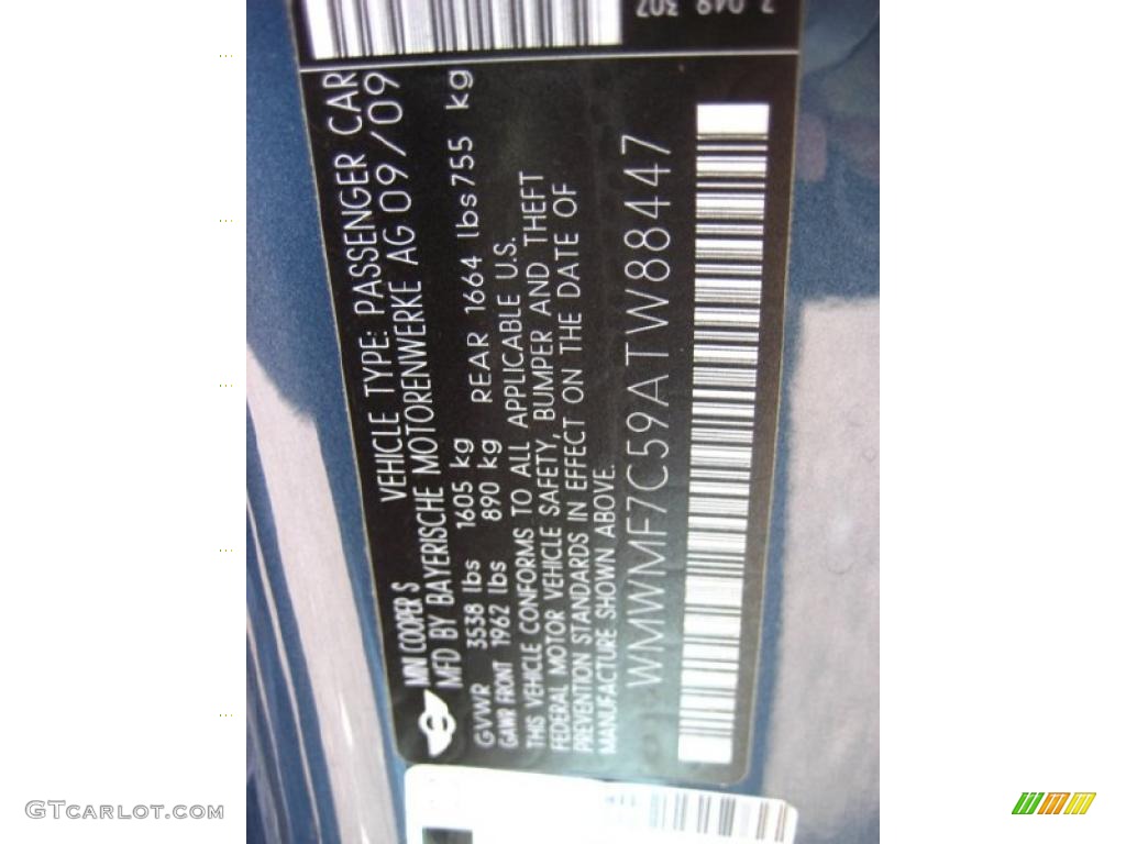 2010 Cooper S Hardtop - Horizon Blue Metallic / Grey/Carbon Black photo #12