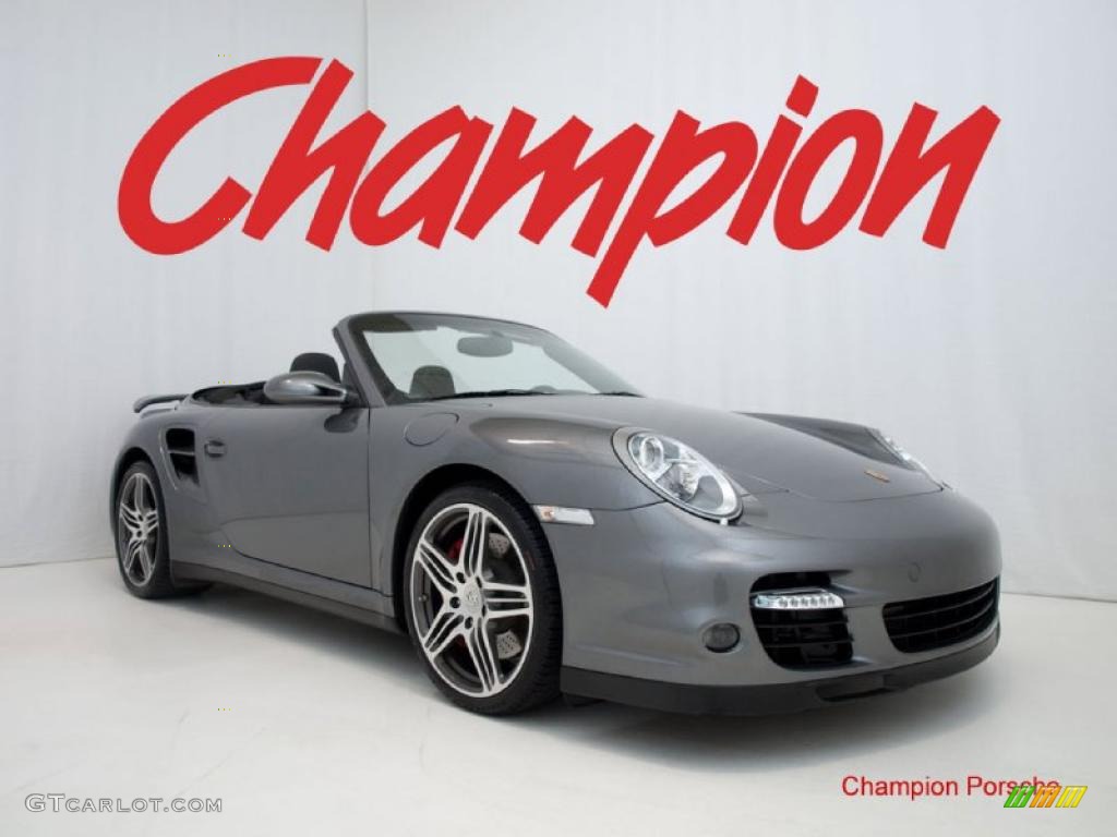 2009 911 Turbo Cabriolet - Meteor Grey Metallic / Black photo #1