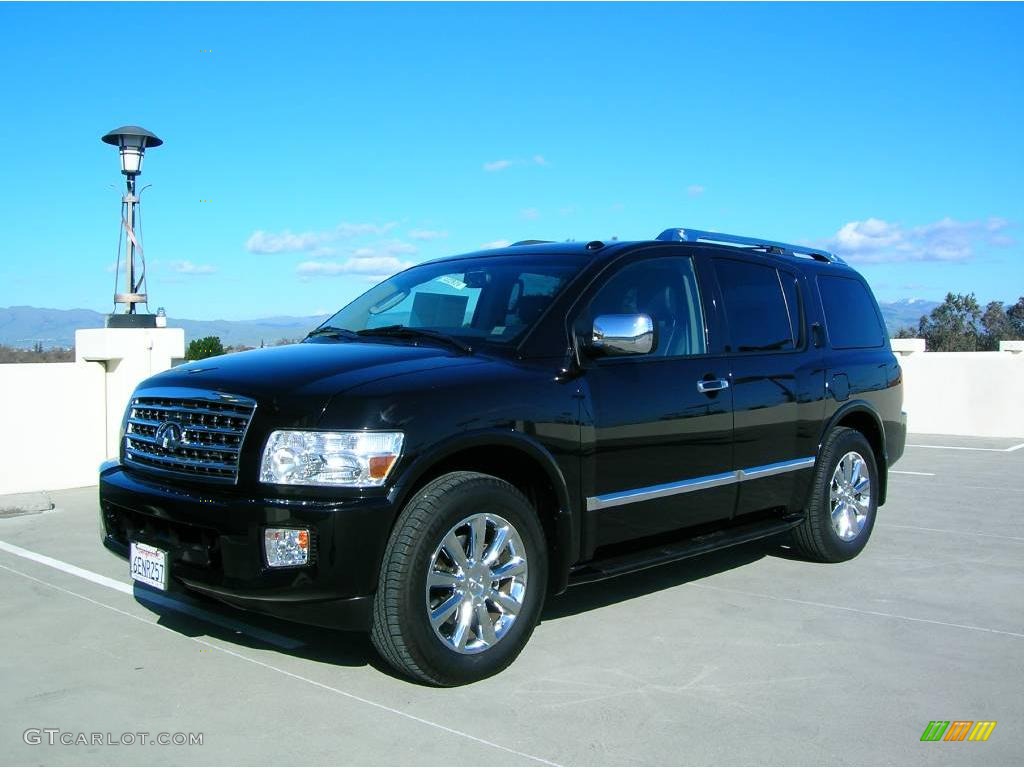 2008 QX 56 4WD - Liquid Onyx Black / Charcoal photo #1