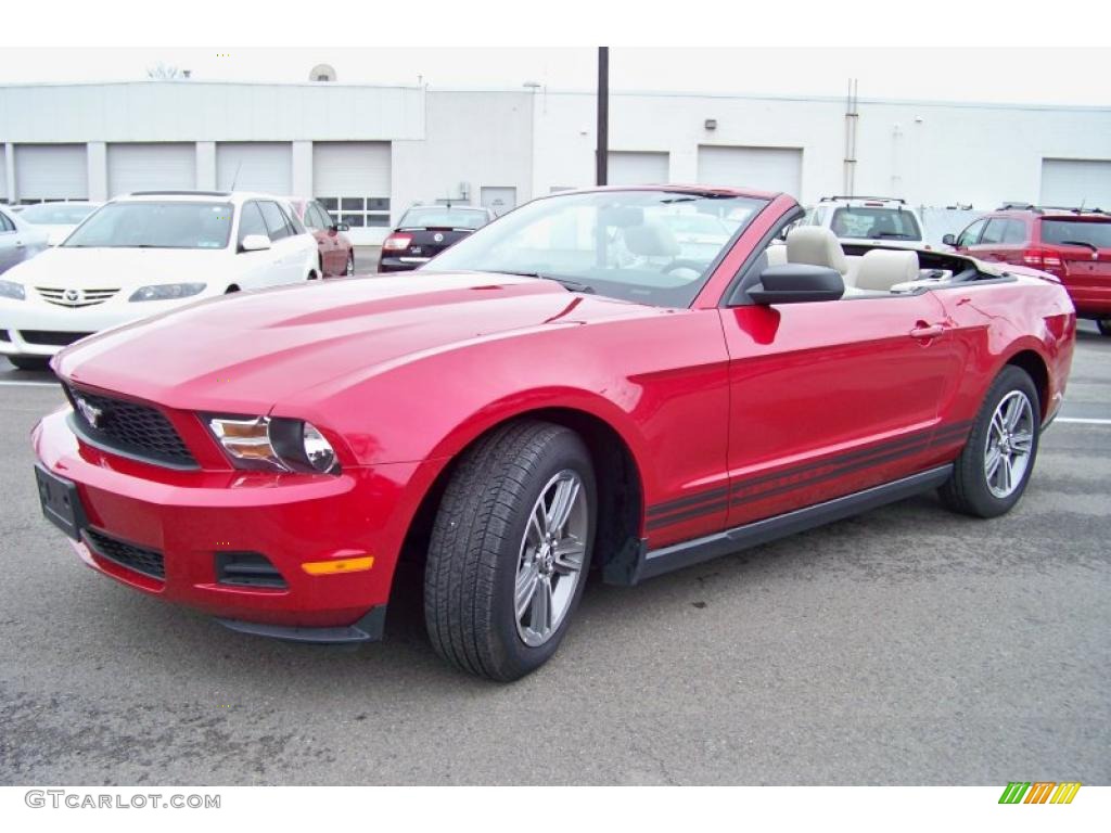 2010 Mustang V6 Premium Convertible - Red Candy Metallic / Stone photo #1