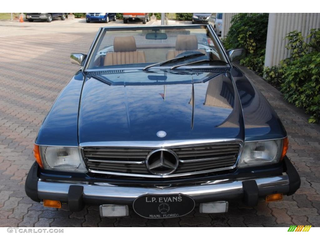 1985 SL Class 380 SL Roadster - Nautical Blue Metallic / Parchment photo #13