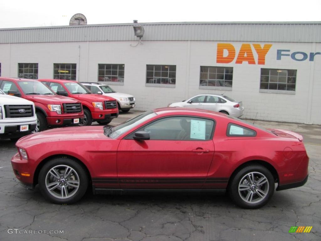 2010 Mustang V6 Premium Coupe - Red Candy Metallic / Saddle photo #2